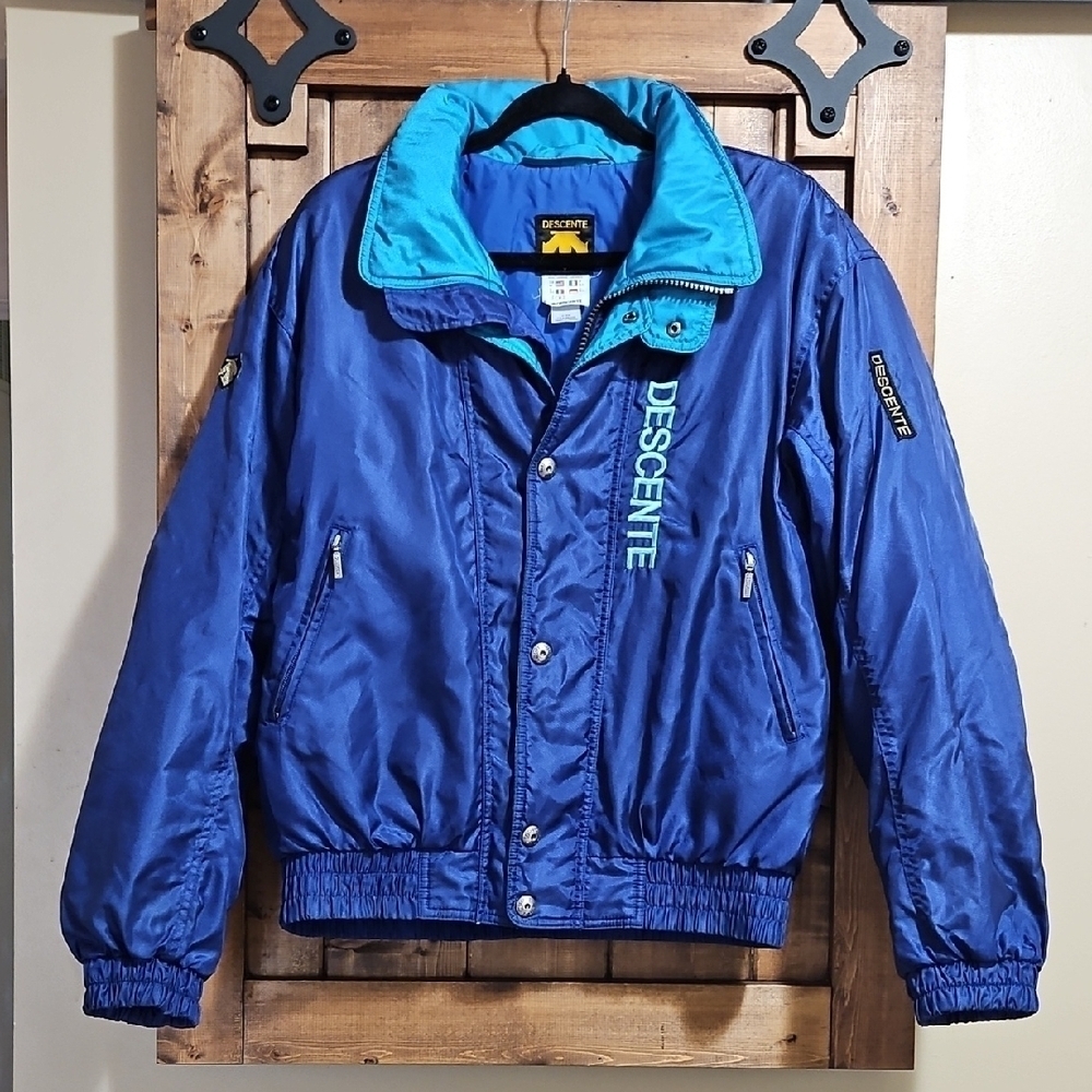 Descente Vintage Ski Snow Jacket With Hidden Hood Mens Size Medium